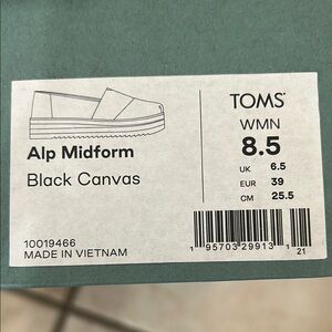 TOMS Alp Midform Black Canvas Shoes